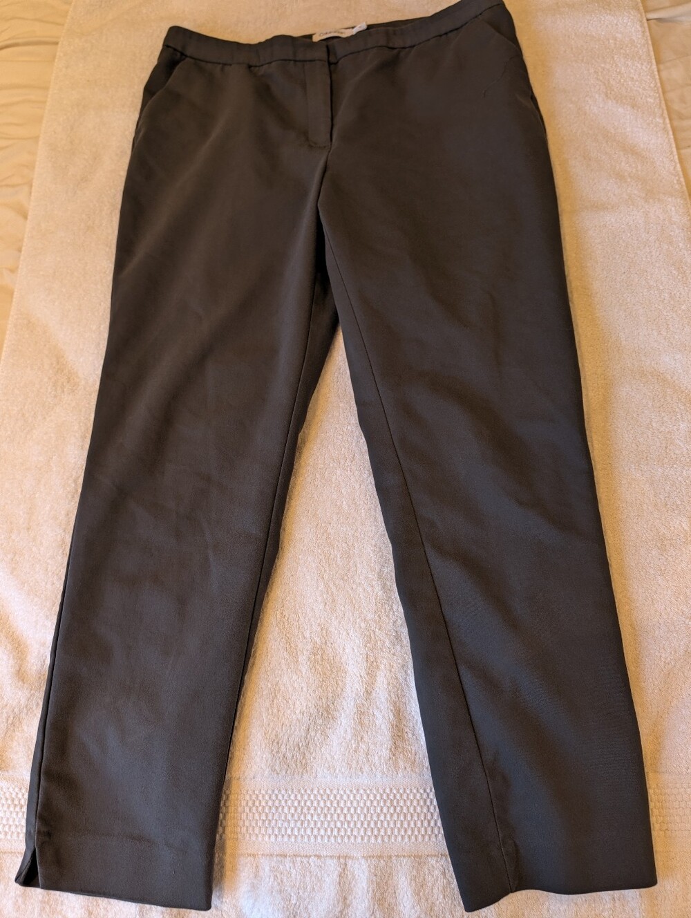 Calvin Klein Ankle Trousers Womens 12 Dark Gray Pull On Stretch Cigarette Pants